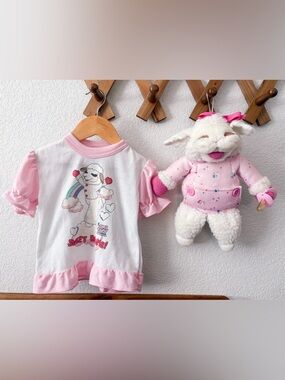 Rare Vintage 90s Lamb Chop Pajama Top with Lamb Chop Baby Plush